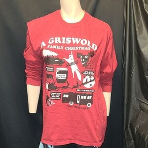 Gildan Red Griswold Family Christmas Long Sleeve Tee Size Large